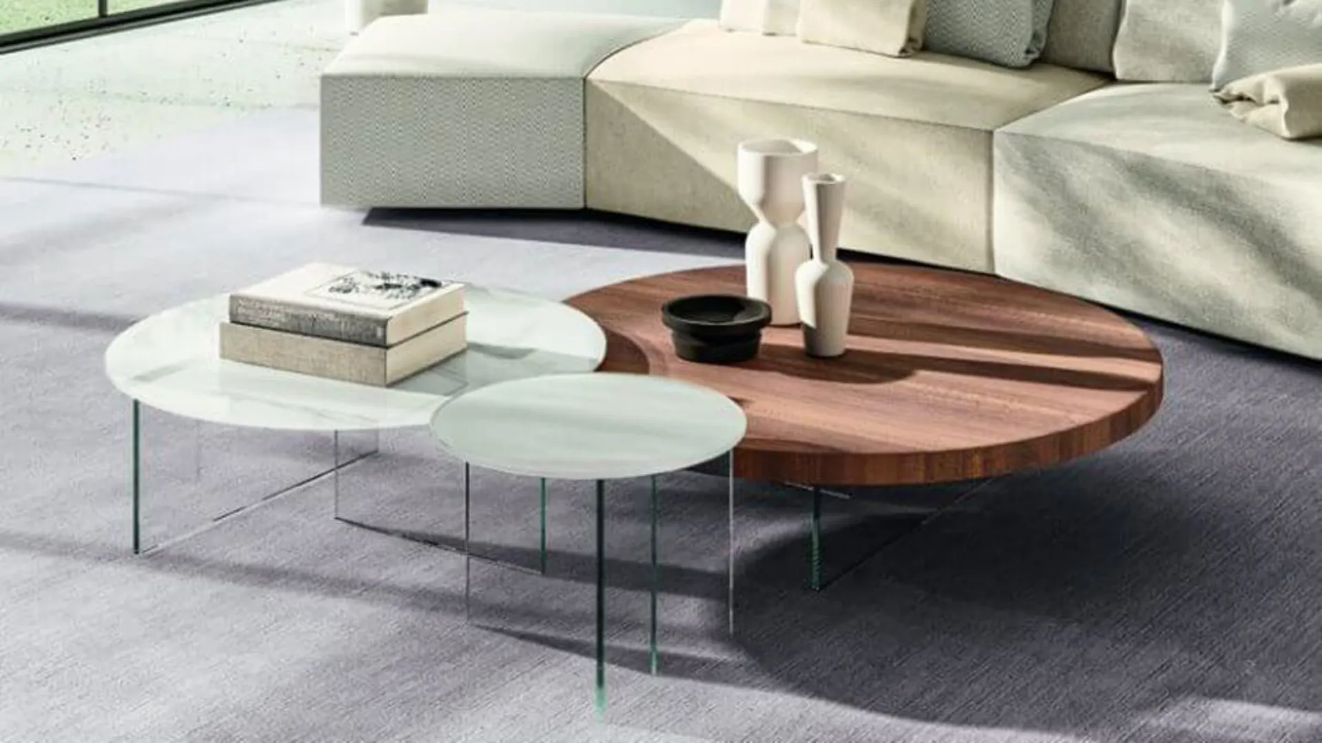 Lago Air XGlass round coffee table